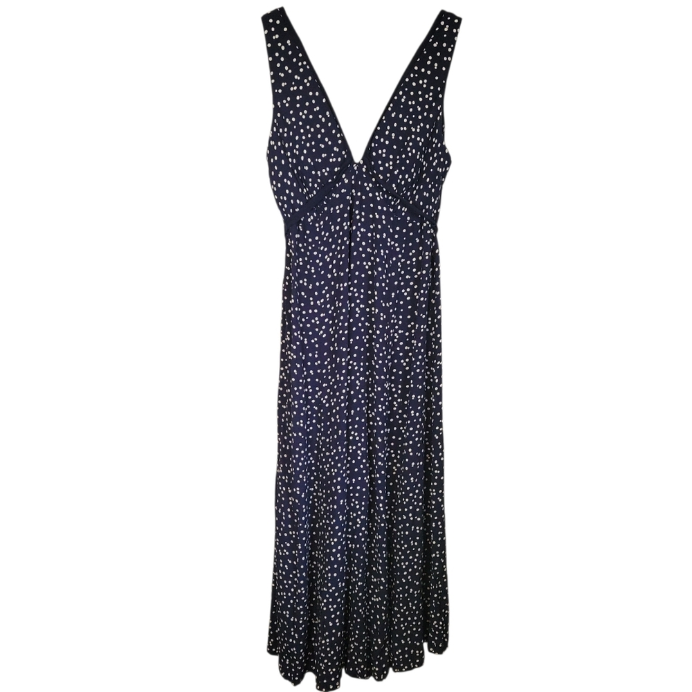 Anthropologie HD in Paris Tallulah Polka Dot Wide Leg Jumpsuit Navy Size 12P - Picture 4 of 12